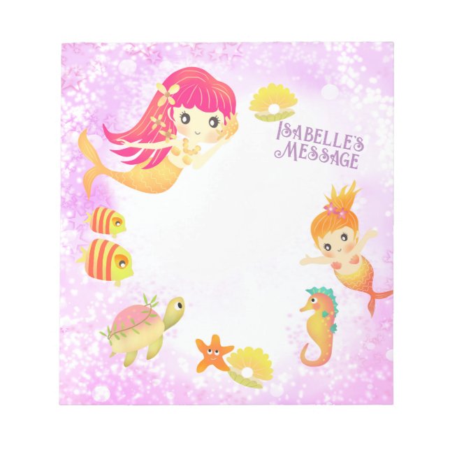 Mermaids Pink Notepad (Front)
