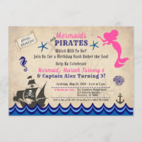 Mermaids & Pirates Invitation, Siblings Invitation