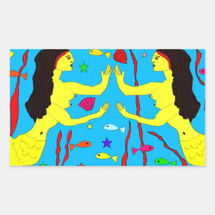 mermaids rectangular sticker