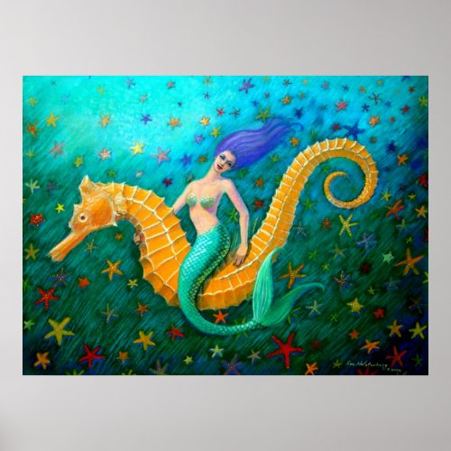 Mermaids Ride_ Magical Seahorse Poster