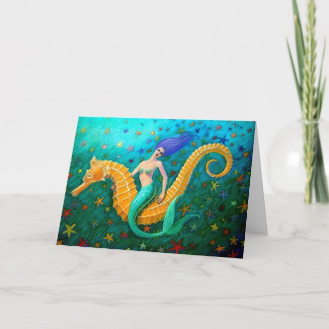 Mermaid's Ride- Seahorse Card (Front)