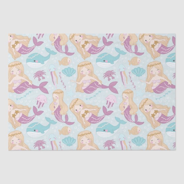Mermaids Sea Baby Shower Girls Birthday Party Tissue Paper (Front)