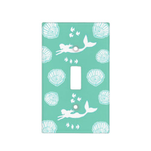 Mermaids & Seashells Teal Light Switch Cover