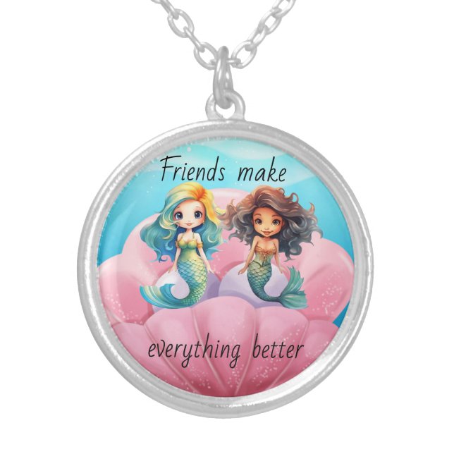 mermaids  silver plated necklace (Front)
