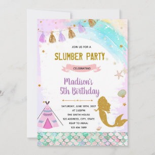 Mermaids sleepover birthday invitation