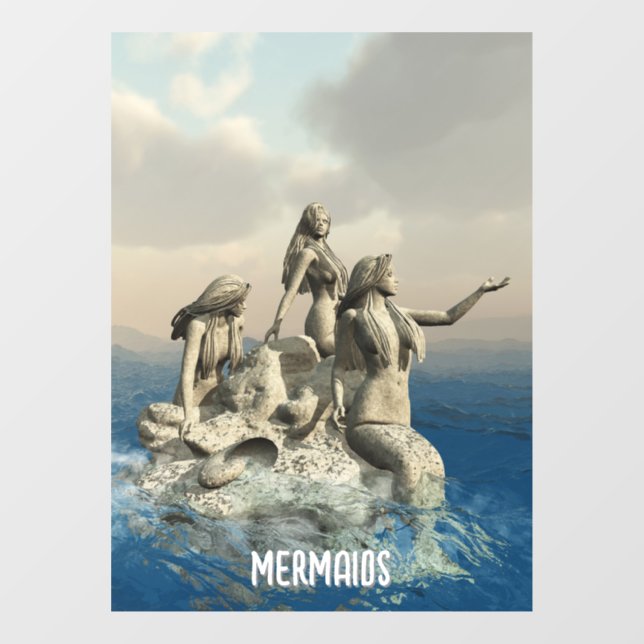 Mermaids statue. Customized Window Cling (Sheet)