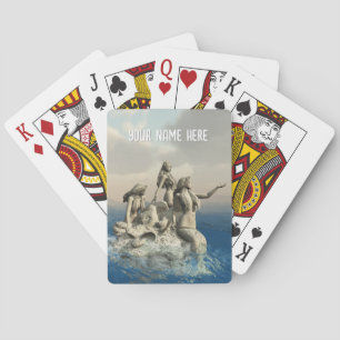 Mermaids statue. Personalized Poker Cards