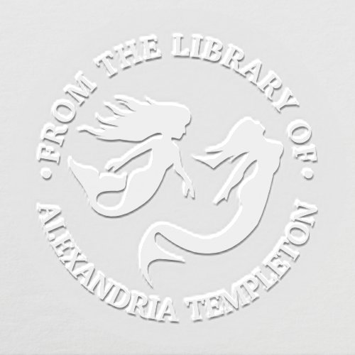 Mermaids Swimming Silhouette Library Book Name Embosser