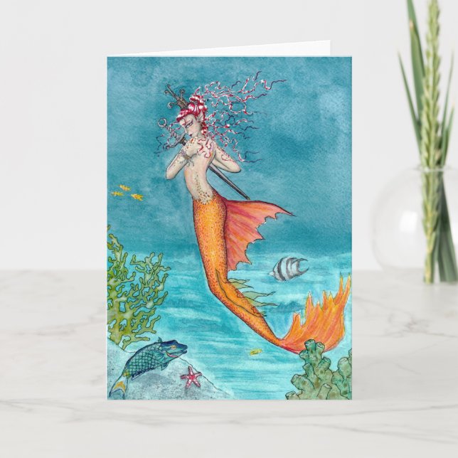 'Mermaid's Sword' Blank Greeting Card (Front)