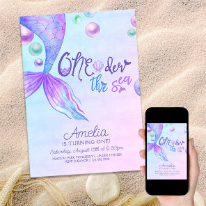 Mermaids Tail Oneder the Sea 1st Birthday Invitation