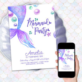 Mermaids Tail Under the Sea Birthday Party Invitation