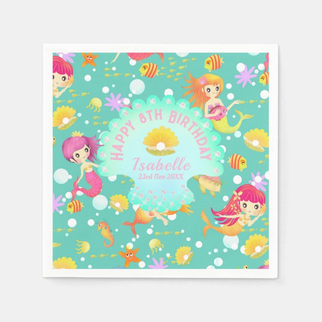 Mermaids Teal  Napkins (Front)