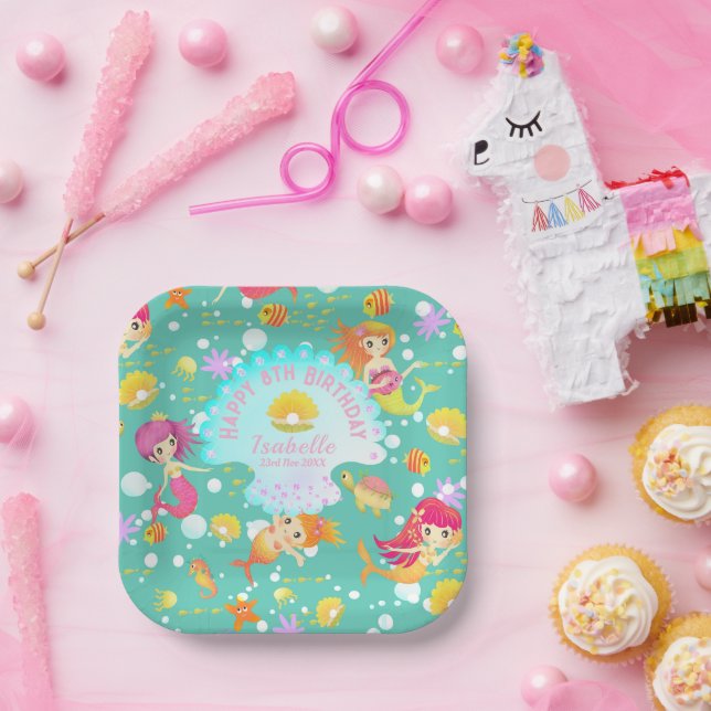 Mermaids Teal Paper Plates (Party)