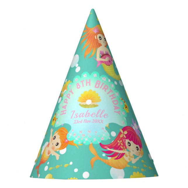Mermaids Teal Party Hat (Front)