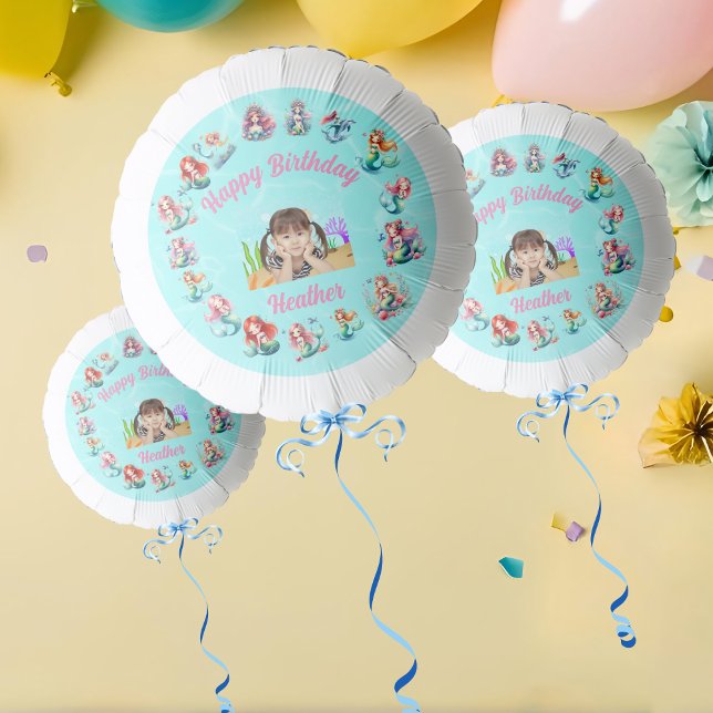 Mermaids Theme Custom Photo Kids Birthday Party Balloon (Creator Uploaded)