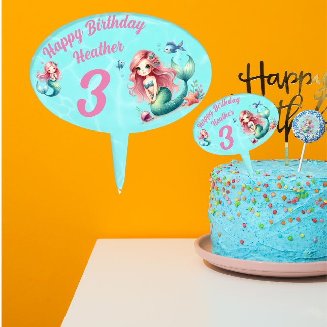 Mermaids Theme  Kids Birthday Party  Cake Topper (Creator Uploaded)