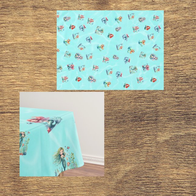 Mermaids Theme Kids Birthday Party Tablecloth (Creator Uploaded)