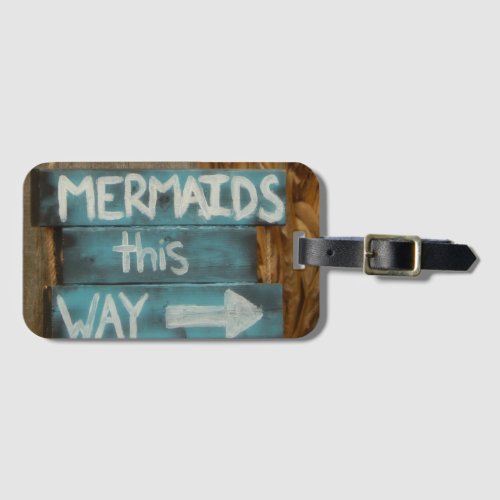 Mermaids This Way Beach Word Art Luggage Tag