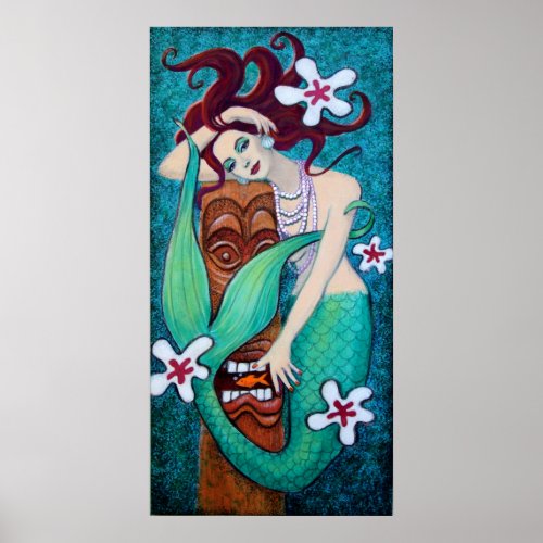 Mermaids Tiki God Poster