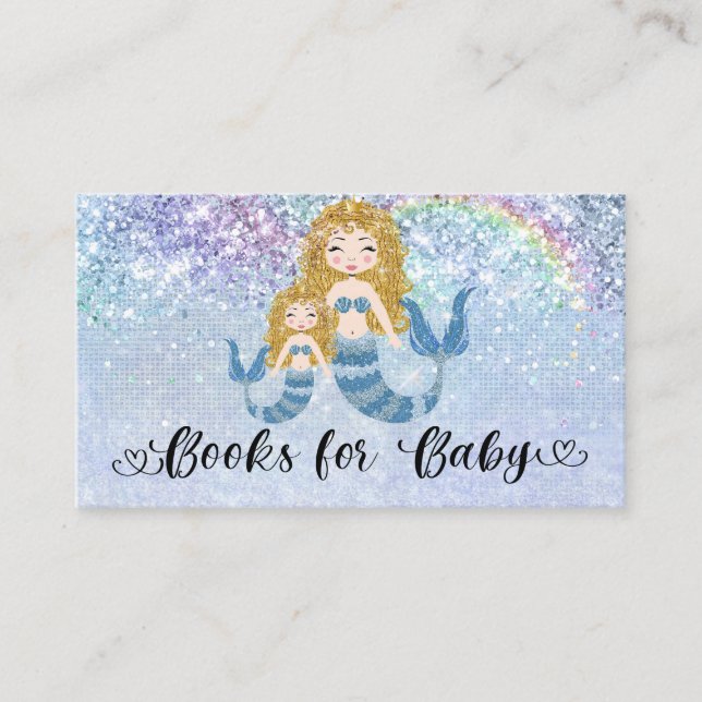 Mermaids Under the Sea Blond Blue Books for Baby Enclosure Card (Front)