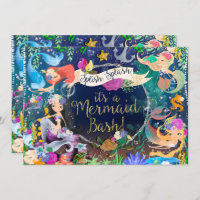 Mermaids Under the Sea Mermaid Bash Birthday Party Invitation