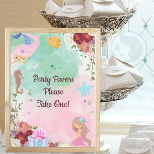 Mermaids Under The Sea Party Favors Sign