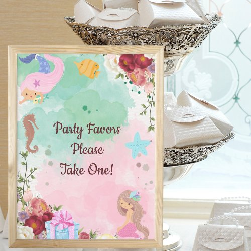 Mermaids Under The Sea Party Favors Sign