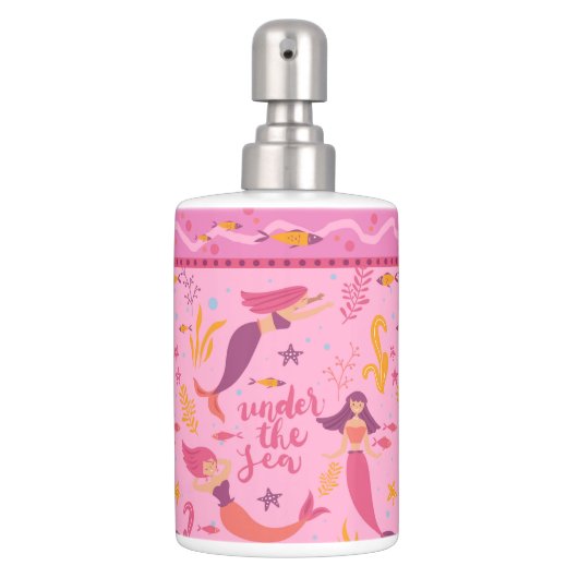 Mermaids Under The Sea - pink mauve Bath Set (Front)