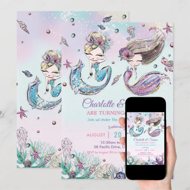 9x12 Inch Mermaid Under The Sea Shopping Bags (100 Pack) - Premium Printed Retail Boutique Bags With Handles
