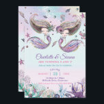 Mermaids Under the Sea Twins Sisters Birthday Invitation<br><div class="desc">Whimsical mermaids twins / sisters birthday party invitation, featuring two beautiful mermaids, adorable under the sea creatures and colorful corals against rainbow deep ocean backdrop. Personalize it with your party details easily and quickly, simply press the customize it button to further re-arrange and format the style and placement of the...</div>