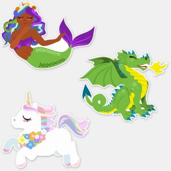 Mermaids  Unicorns  And Dragons Sticker by CreativeClutter at Zazzle