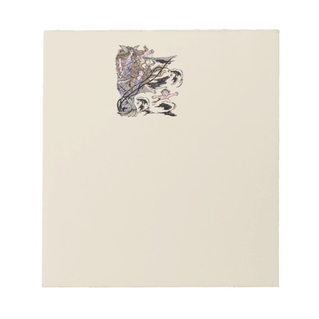 Mermaids Vintage Victorian Illustration Notepad (Front)