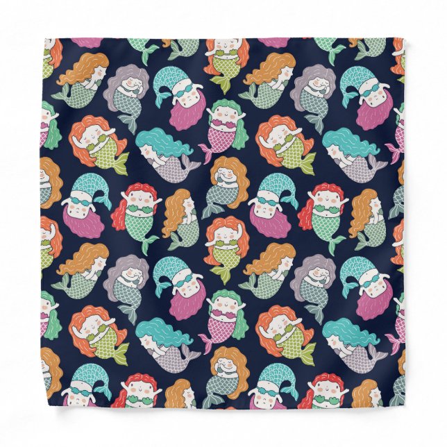 Mermaids: whimsical seamless pattern. bandana (Front)