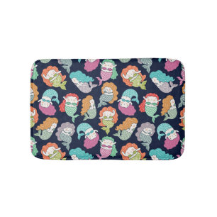 Mermaids: whimsical seamless pattern. bath mat