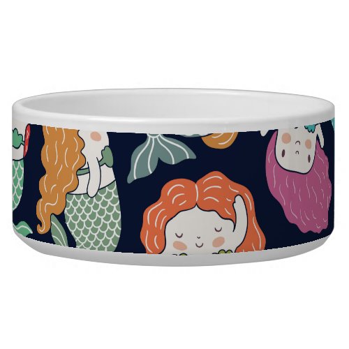 Mermaids whimsical seamless pattern bowl