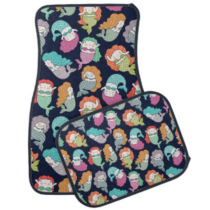 Mermaids: whimsical seamless pattern. car floor mat
