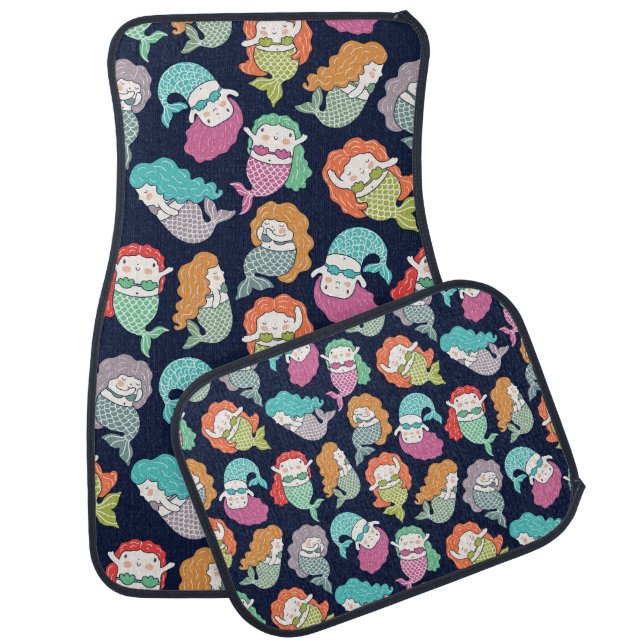 Mermaids: whimsical seamless pattern. car floor mat (Set)