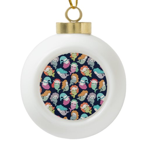 Mermaids: whimsical seamless pattern. ceramic ball christmas ornament