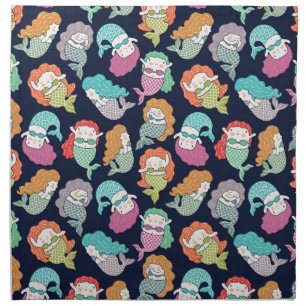 Mermaids: whimsical seamless pattern. cloth napkin