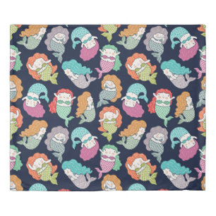 Mermaids: whimsical seamless pattern. duvet cover