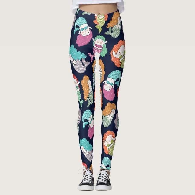 Mermaids: whimsical seamless pattern. leggings (Front)