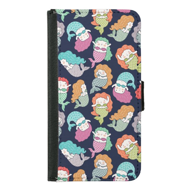 Mermaids: whimsical seamless pattern. samsung galaxy wallet case (Front)