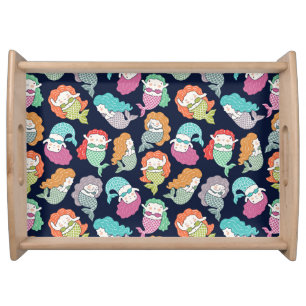 Mermaids: whimsical seamless pattern. serving tray