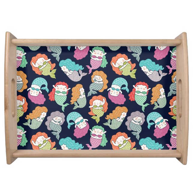 Mermaids: whimsical seamless pattern. serving tray (Front)