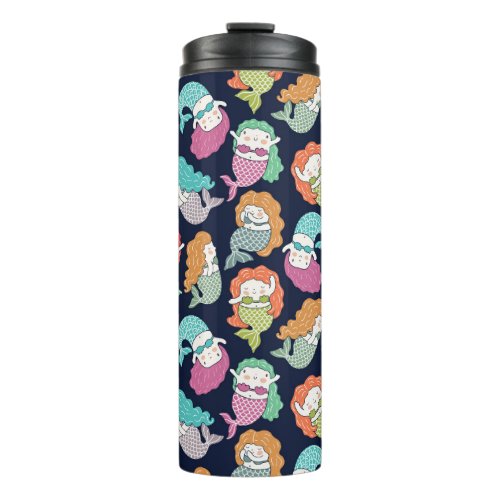 Mermaids whimsical seamless pattern thermal tumbler