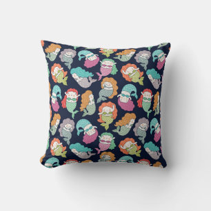Mermaids: whimsical seamless pattern. throw pillow
