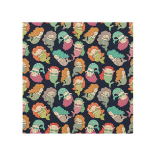 Mermaids: whimsical seamless pattern. wood wall art