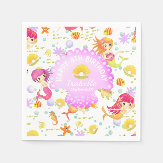Mermaids White Napkins (Front)