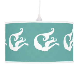 Mermaids White on blue Ceiling Lamp