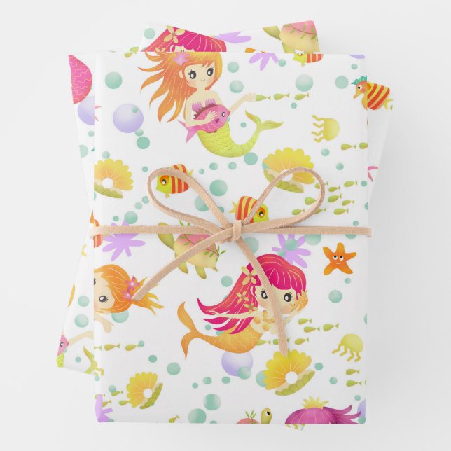 Mermaids White Wrapping Paper Sheets (In situ)